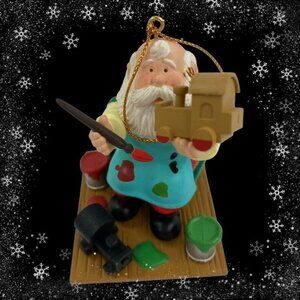 Vintage Westmar Ind Inc 1996 Christmas Ornament  Santa Painting Toys 2.5"